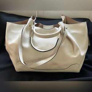 Elegant Cream Leather Tote Bag